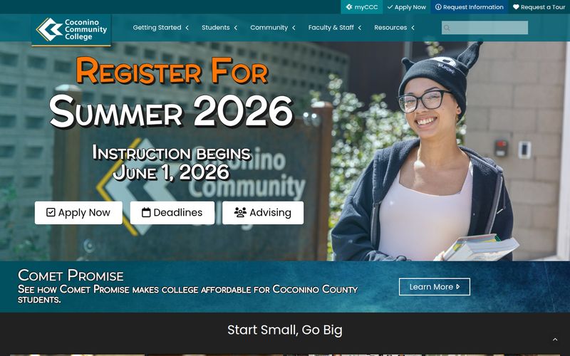Screenshot of the Coconino Community College website